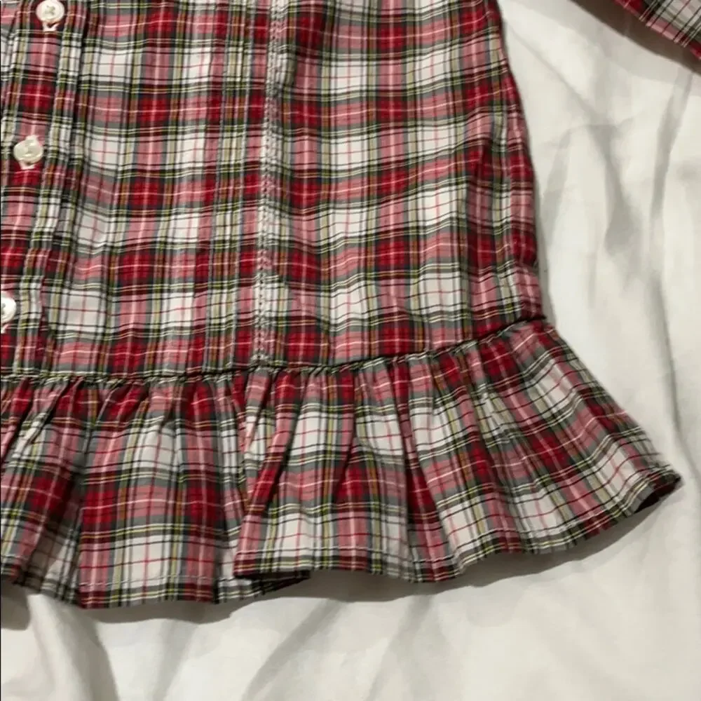Ralph Lauren 4 red plaid button down blouse NWOT